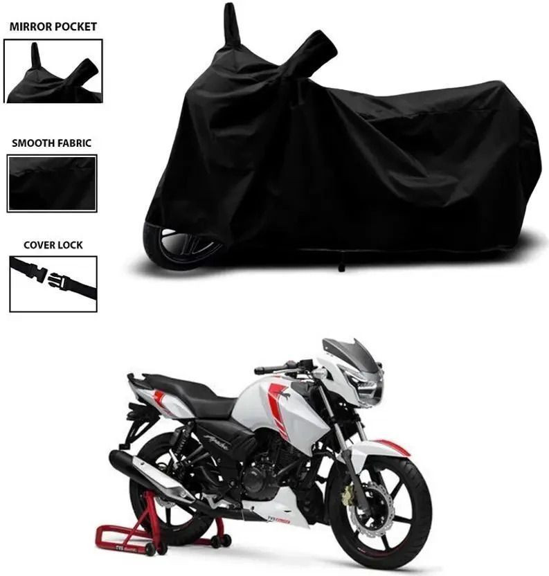 PEDALUP Waterproof Two Wheeler Cover for TVS, Universal For Bike(Apache RTR 160, Black)