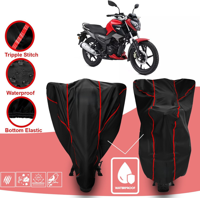 DeepShakshi AUTOMOTIVE Waterproof Two Wheeler Cover for TVS(Raider, Red, Black)