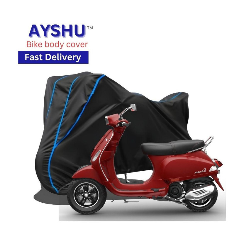 AYSHU Waterproof Two Wheeler Cover for Vespa(VXL 125 BS6, Black, Red)