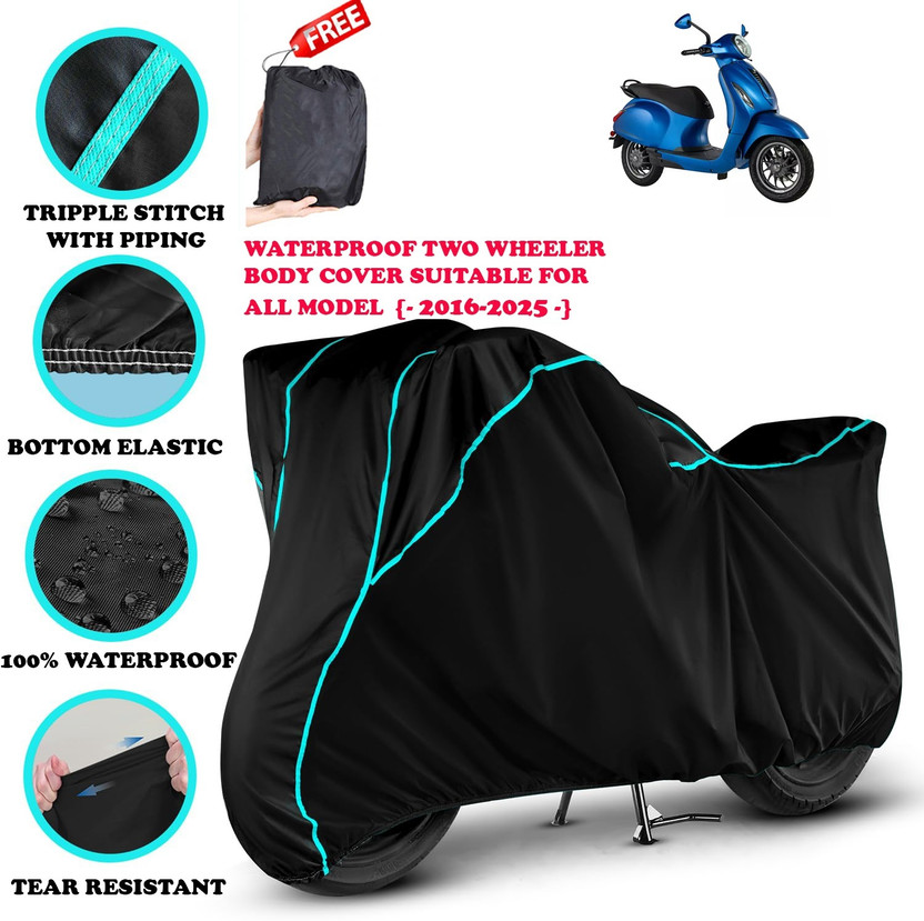 OliverX Waterproof Two Wheeler Cover for Bajaj(Chetak, Black)