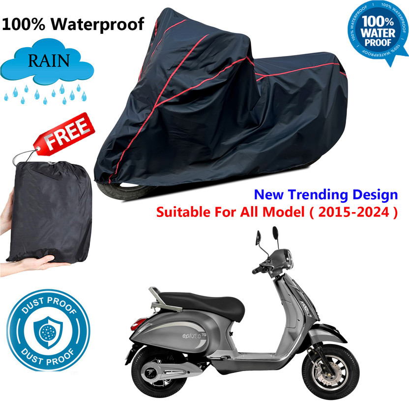 AutoGalaxy Waterproof Two Wheeler Cover for PURE EV(Black, Red)