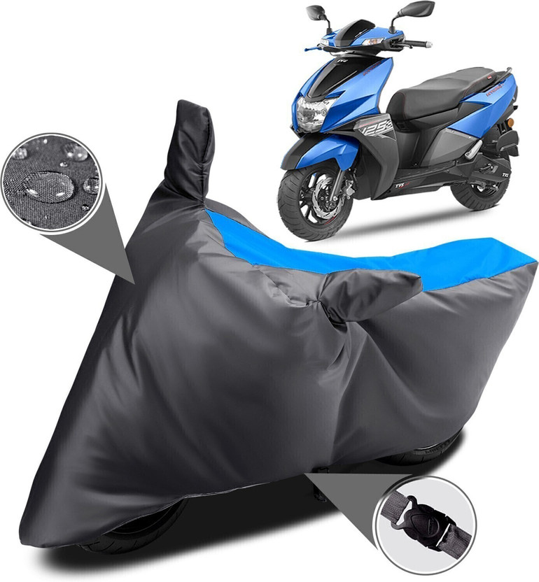 DeepShakshi AUTOMOTIVE Waterproof Two Wheeler Cover for TVS(NTORQ, Blue, Grey)