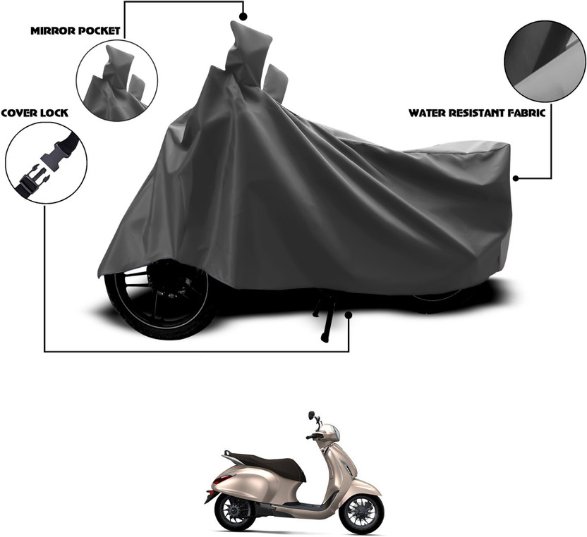 GOSHIV-car and bike accessories Waterproof Two Wheeler Cover for Bajaj(Chetak, Grey)