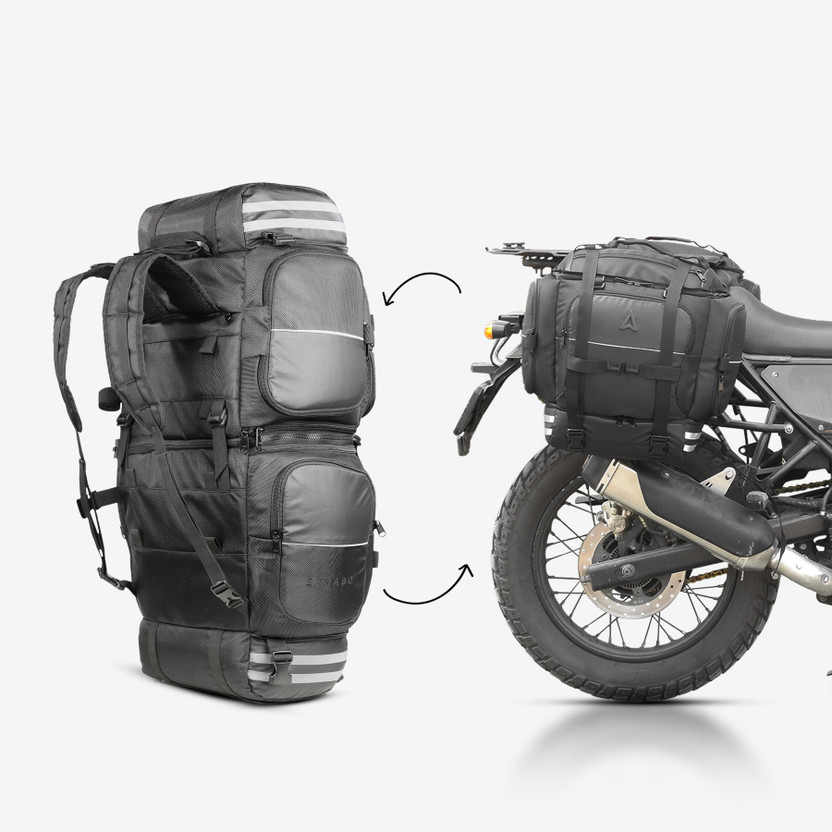 Strabo Daytona V2 Black Saddle Bag Black Nylon Motorbike Saddlebag(80 L)