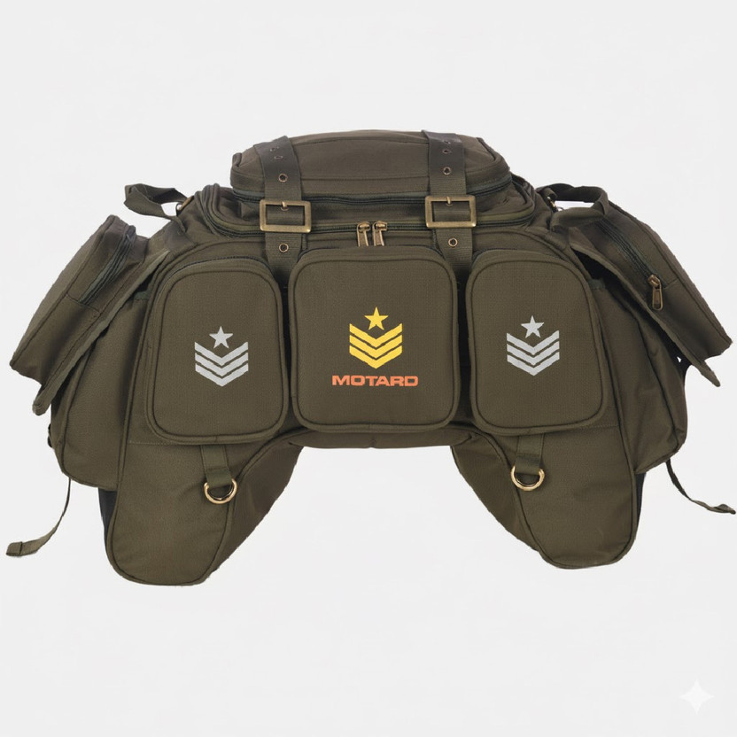 Motard Bombardier 65 + 15 Liters Motorcycle Tail Bag Saddle Bag Olive Polyester Motorbike Saddlebag(65 L)
