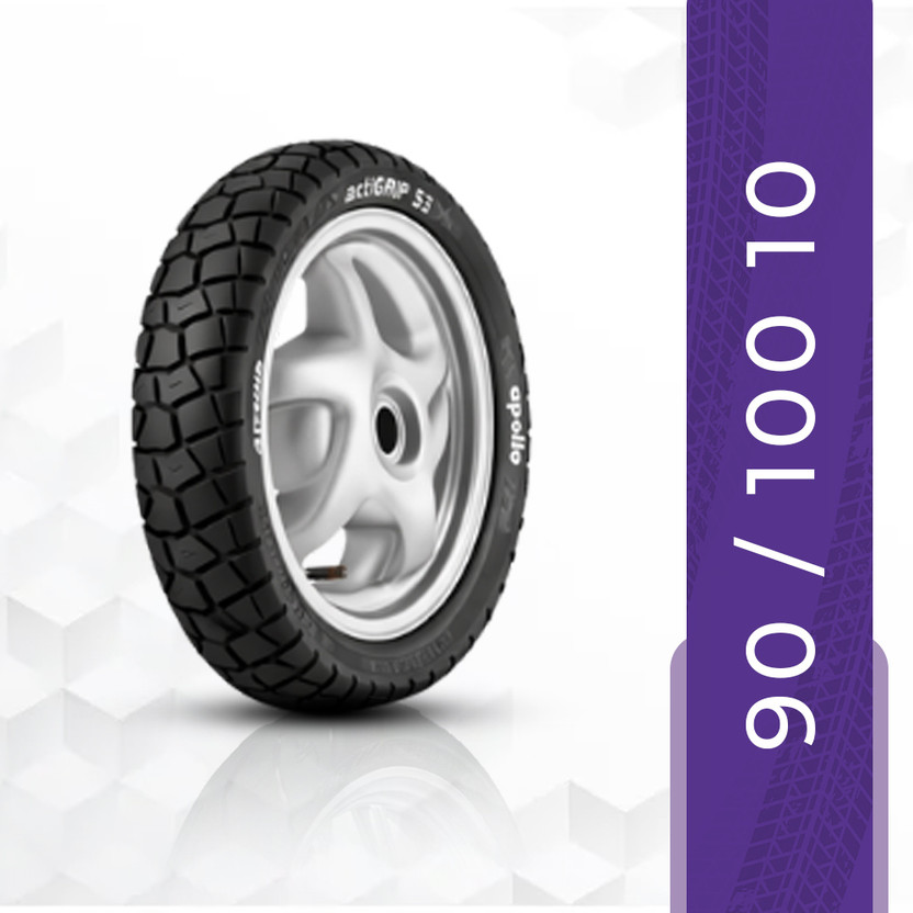 Apollo 90/100-10 Actizip S1 TL 90/100-10 Front & Rear Two Wheeler Tyre(Dual Sport, Offroad Knobbies, Racing Slicks, Street, Tube Less)