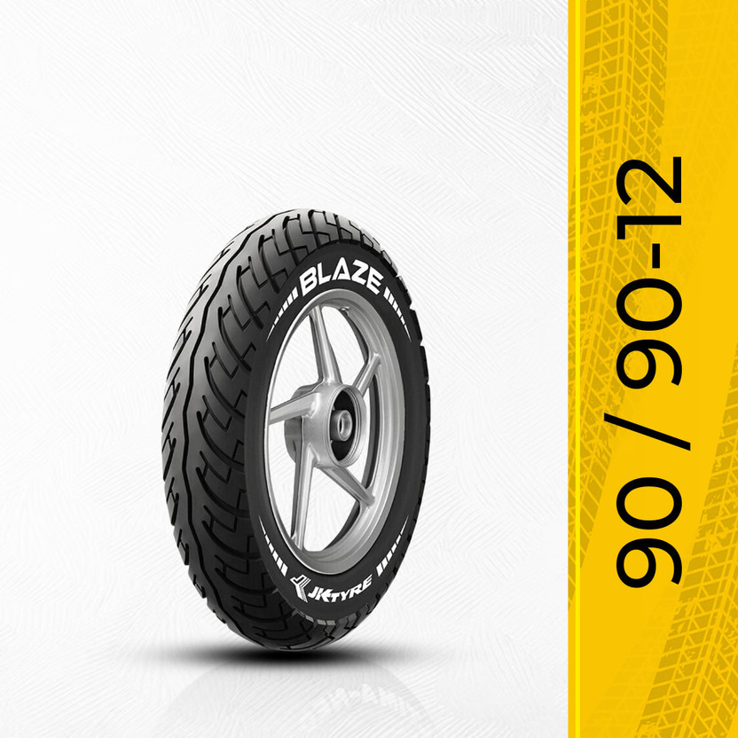 JK TYRE Blaze BA21 90/90-12 Front & Rear Two Wheeler Tyre(Dual Sport, Street, Offroad Knobbies, Tube Less)