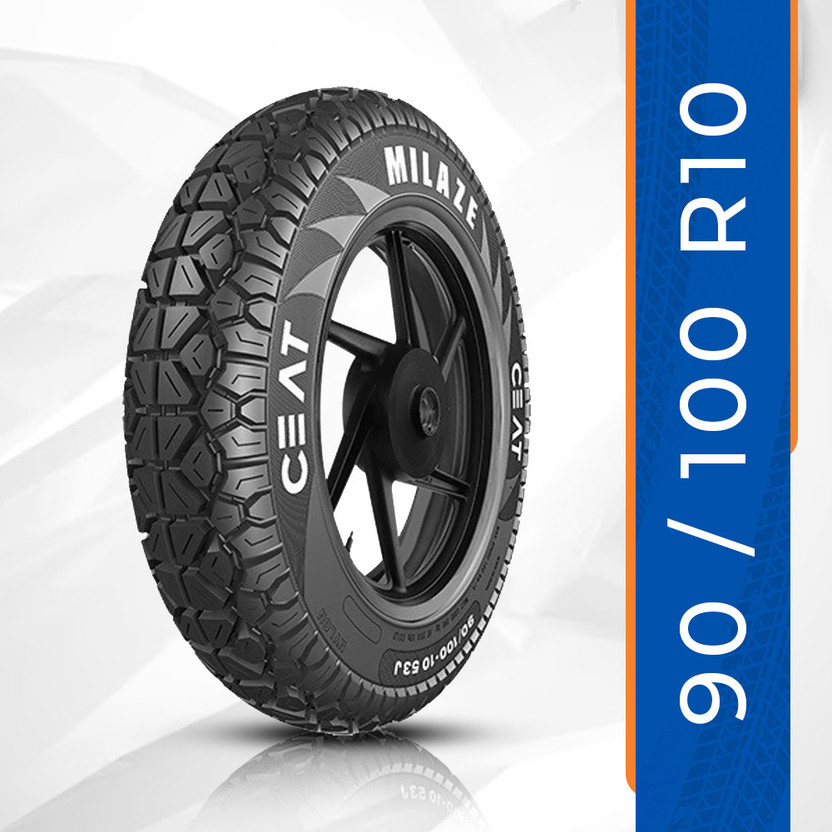CEAT 105918 Milaze TL 53J SW 90/100-10 Front & Rear Two Wheeler Tyre(Street, Tube Less)