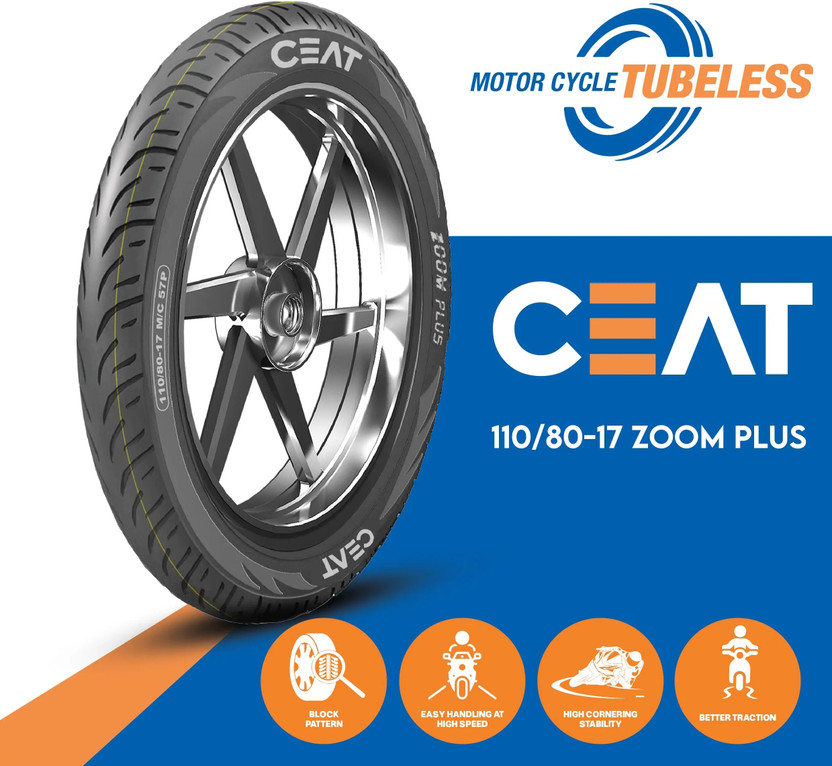 CEAT 110/80-R17 ZOOM PLUS 110/80-R17 ZOOM Rear Two Wheeler Tyre(Racing Slicks, Street, Dual Sport, Tube Less)