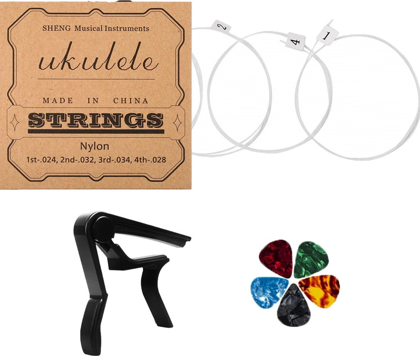 Pleasure Pleasure Nylon Ukulele String for 21"23"26" Ukulele 1-A,2-E,3-C,4-G with Guitar Capo Concert Ukelele Strings - Flipkart Deal