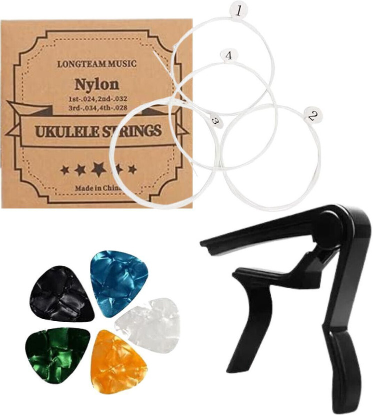 Urban Infotech Nylon Ukulele String for 21"23"26" Ukulele Saprano Concert Tenor +Capo And picks Tenor Ukelele Strings