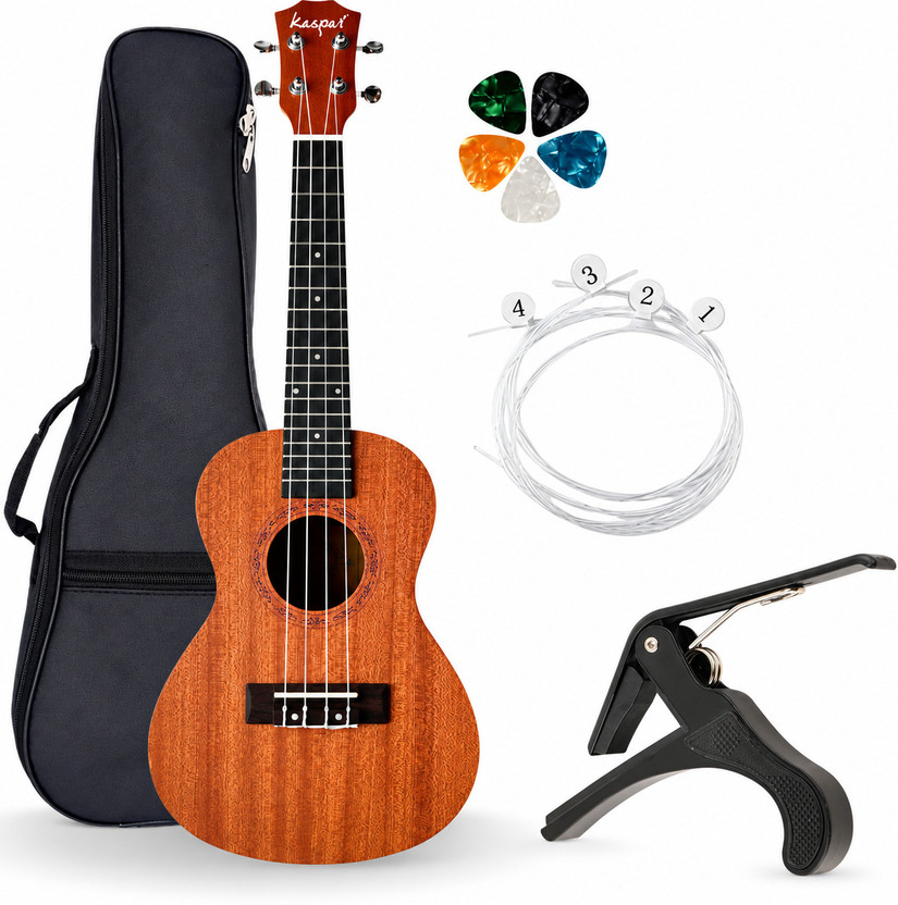 AMG Music 24" Ukulele With Bag Tuner Capo & String Set Ukulele For Beginners Adults Kids Concert Ukulele(Overall Length - 60.96 cm)