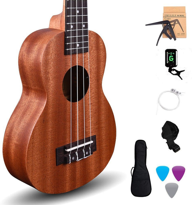 KADENCE UKW03SC Wanderer 21" Acoustic Ukulele Super Combo Includes Learning Course,Brown Soprano Ukulele(Overall Length - 58.42 cm)