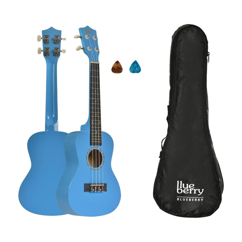 BLUEBERRY UK-40-Azure BLUE Concert (24 Inch) Aquila String | Body Sapele and Mahogany Concert Ukulele(Overall Length - 62 cm)