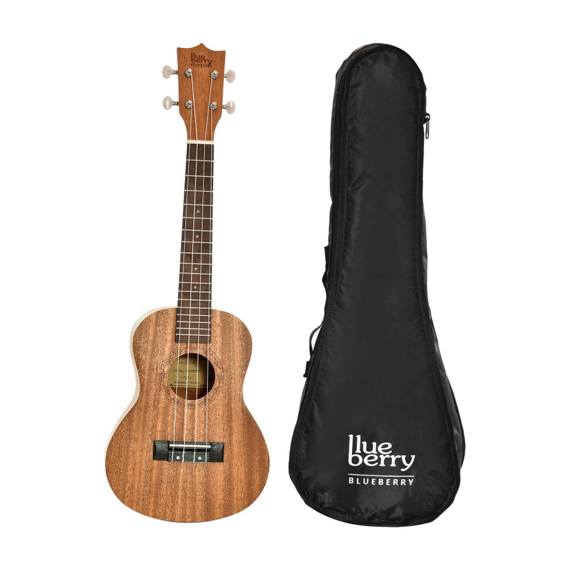 BLUEBERRY UK-10-Brown-ABS Concert 23 Inch Ukulele | Nylon String, Sapele wood Body, Engineering Wood Fingerboard, ABS bridge, Matte Finish, with Bag and Picks | Natural Brown Concert Ukulele(Overall Length - 62 cm)