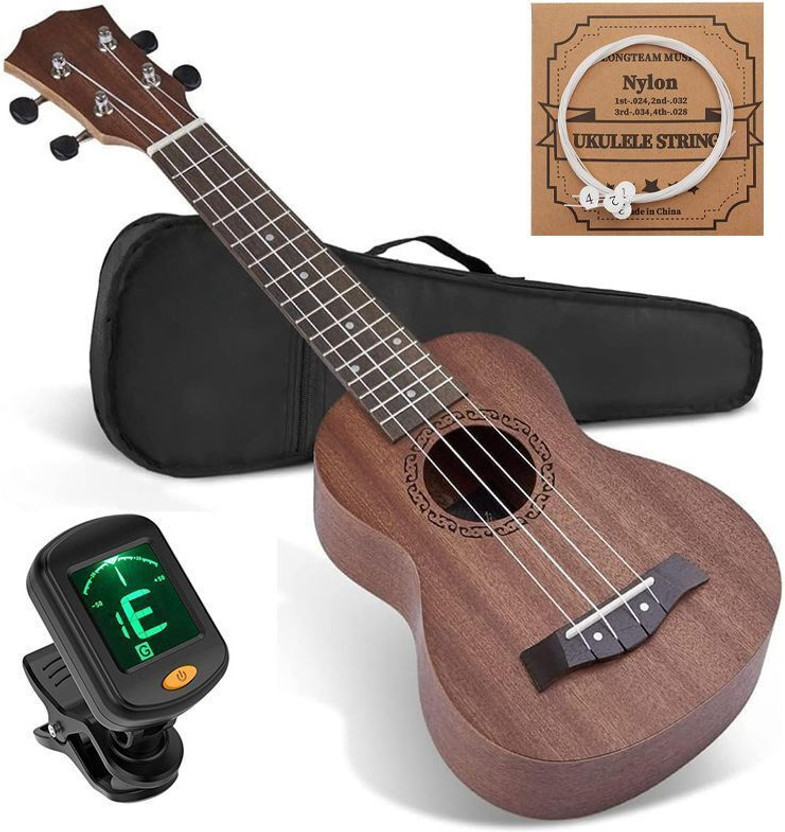 IMAGINEA 26” Ukulele with Padded Bag, Strings & Clip On Tuner | Wooden Finish | Beginners Concert Ukulele(Overall Length - 66.04 cm)
