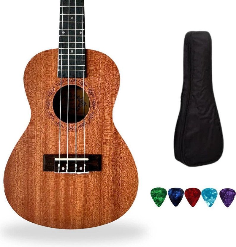 AMG Music 24Inch Concert Size Ukulele Solid Mahogany Wood Ukulele with Bag For Beginners Concert Ukulele(Overall Length - 66 cm)