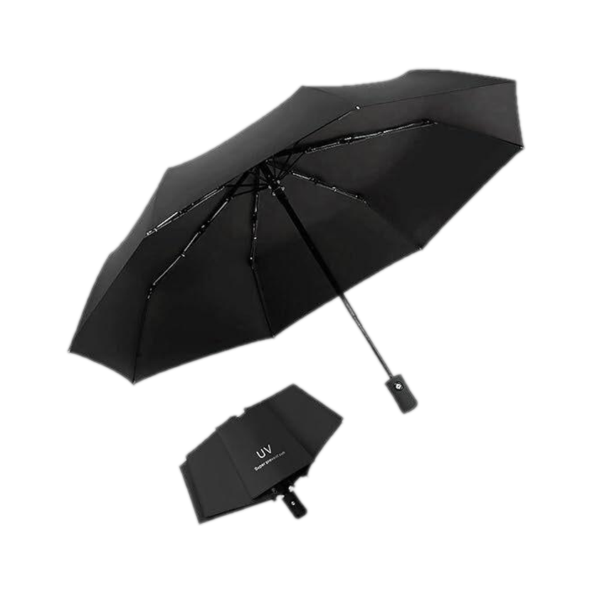 XBEY 1PC - 3 Fold with Auto Open/Close Travel | Man, Woman & Child 8-Ribs Umbrella(Black)