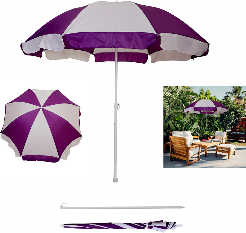 BLUEBUDS 42IN/7FT Outdoor Garden Big Size Umbrella Without Stand For Shop Hotels Umbrella(Purple, White)