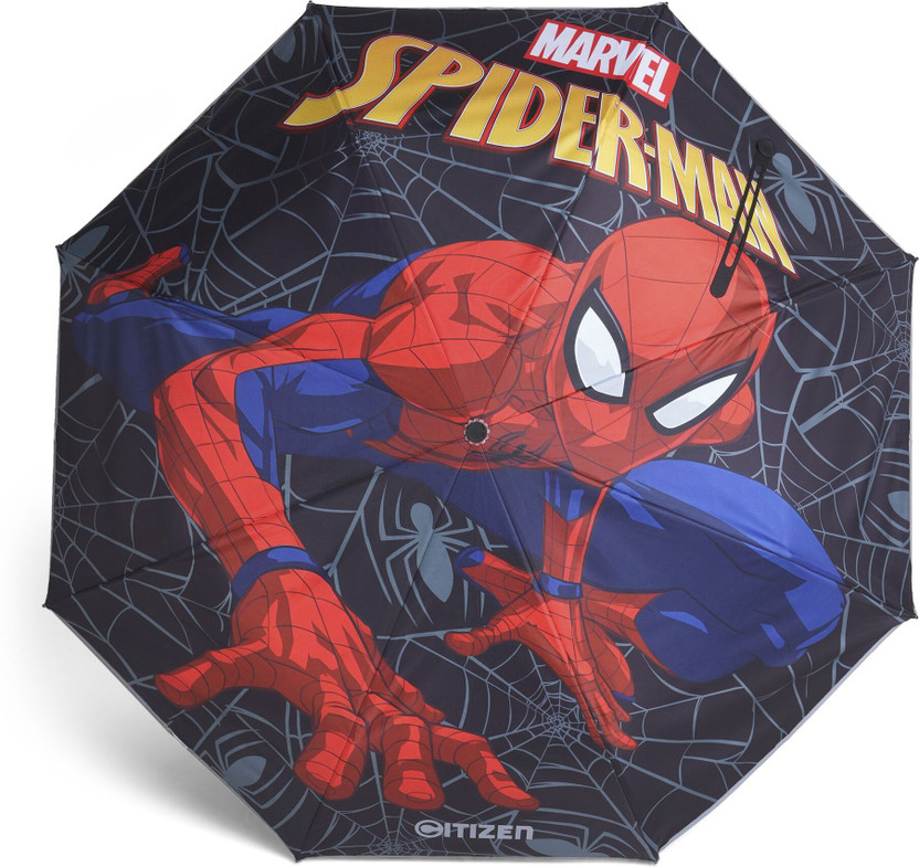 CITIZEN 3 Fold 21" Automatic Spiderman Umbrella Black Colour For Kids Umbrella(Black)