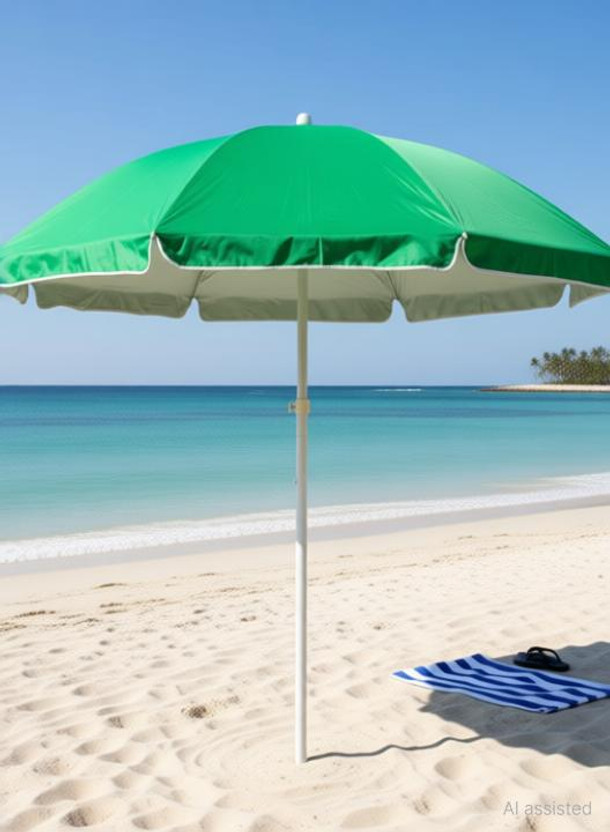 Rainpopson Outdoor Garden 6 Feet Without Stand Beach And Sun Garden Umbrella(Green)