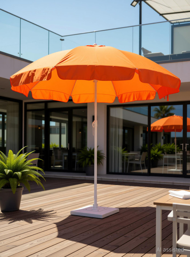 BLUEBUDS 42IN/7FT Outdoor Garden Big Size Umbrella Without Stand For Shop Hotels Umbrella(Orange)