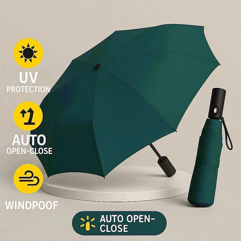 ZAYOVA UV Foldable Umbrella | Windproof Auto Chhata for Men & Women Umbrella(Green)