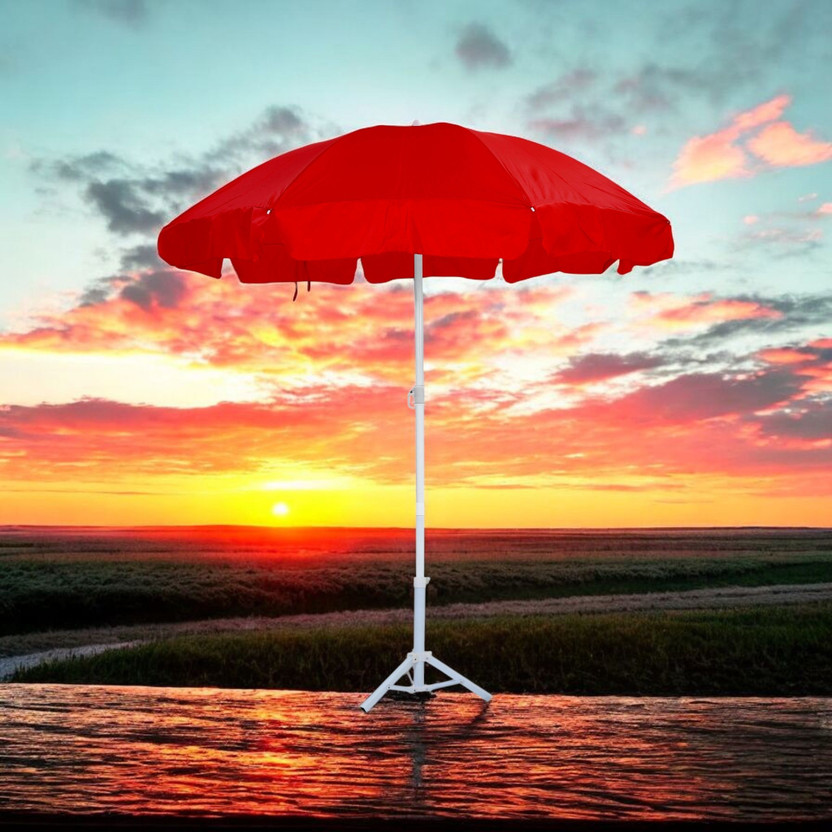 BLUEBUDS Big Size Outdoor Garden Umbrella With Stand 40inch/7ft for Hotels And Restaurent Umbrella(Red)