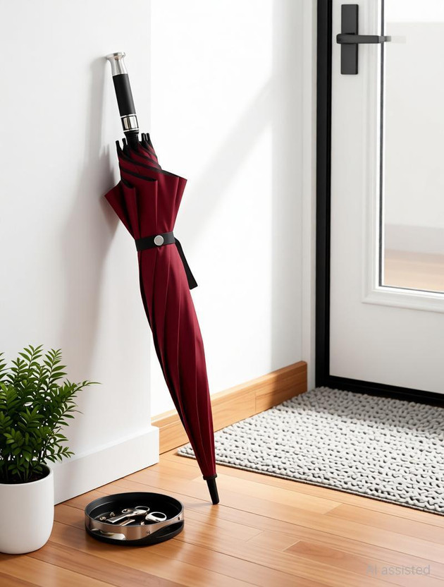 Nafeio Royal Classic Handle Umbrella Auto Open Windproof Unbreakable Stick Rain Umbrella(Maroon)