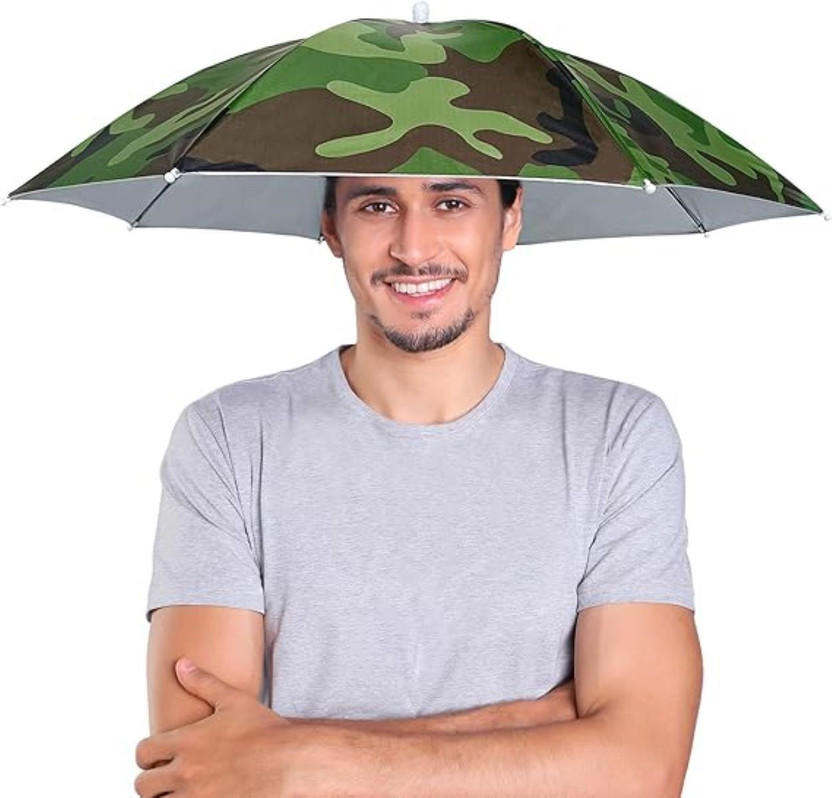 SALUANA Hands Free Umbrella Hat Protect from Sun & Rain (Army) Umbrella(Black)