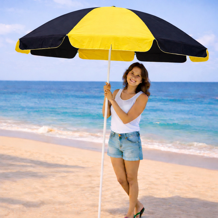 BLUE BLUE FLIX UV Protection Waterproof 7ft Garden Shade Heavy Duty Balcony_K28 Umbrella(Yellow, Black) - Flipkart Deal