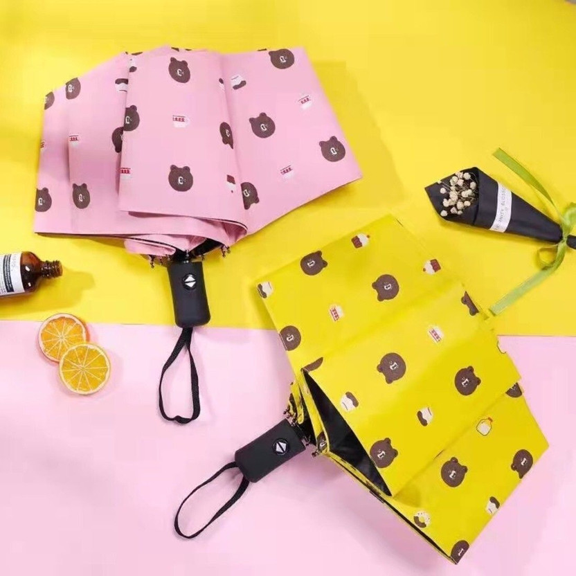 KEKEMI UMB025 3 Fold Automatic Sun & Rain Umbrella(Yellow, Pink)