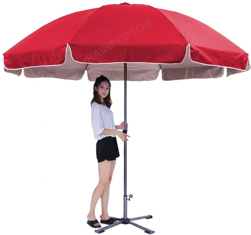 GREEN BIRD Garden Umbrella with Stand 8 feet Outdoor Big Size Garden Umbrella for Men (R6) Umbrella(Red)