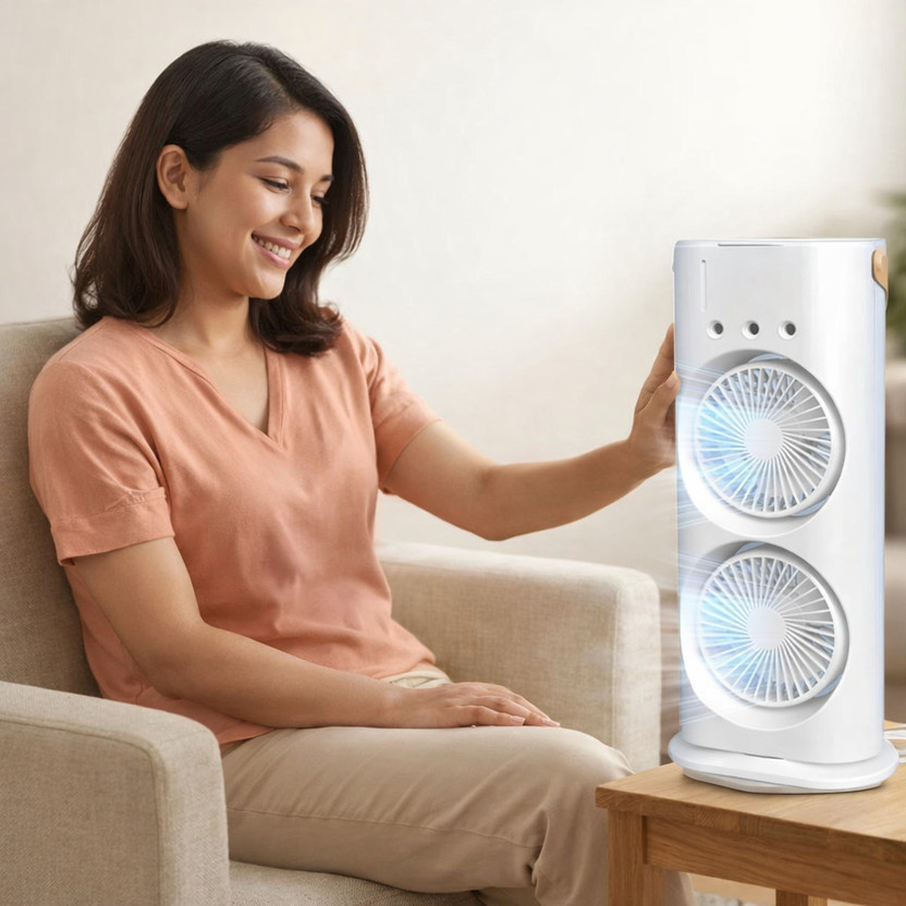 BOLD BROTHERS Portable Double Fan Mini Air Cooler | Remote Control | | Portable Double Fan Mini Air Cooler | Remote Control | | USB Air Cooler(White)