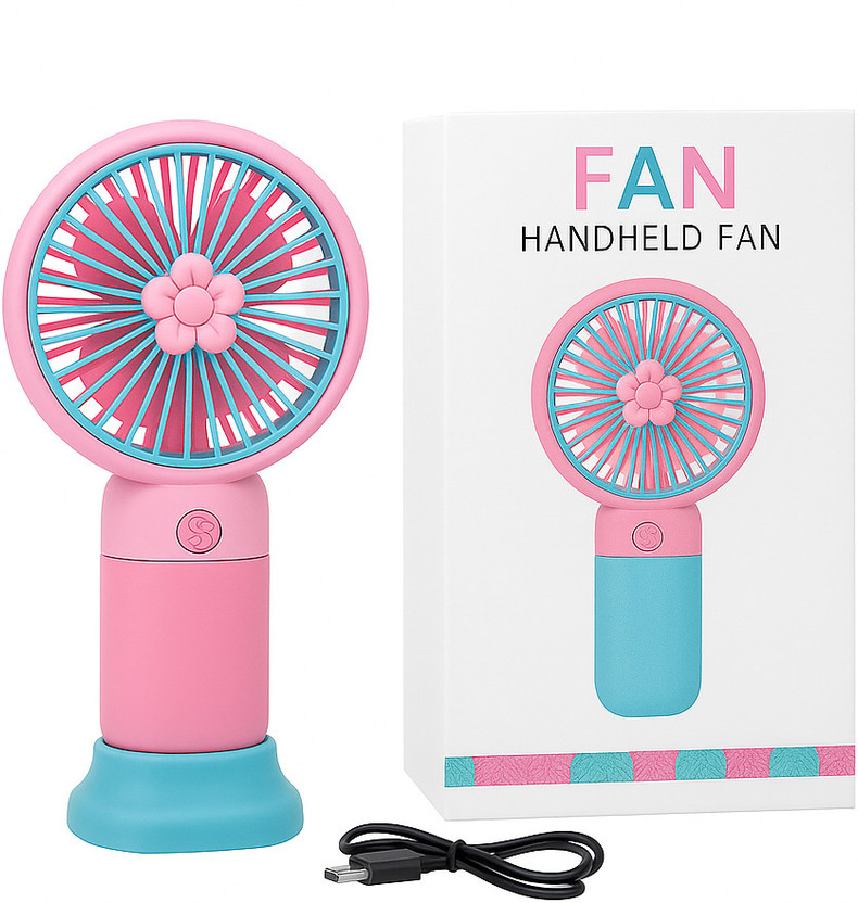 HEYKAM HEYKAM Mini USB Handheld Fan | Rechargeable & Travel-Friendly | Strong Airflow Fan1 Rechargeable Fan(Pink & Blue) - Flipkart Deal