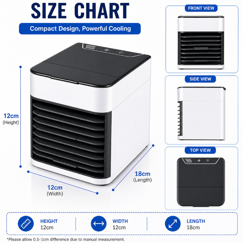JAVINEX Portable Mini Arctic Air Cooler USB Powered Personal Cooling Fan 3 Speed AAC-01 USB Air Cooler(White, Grey, Blue)