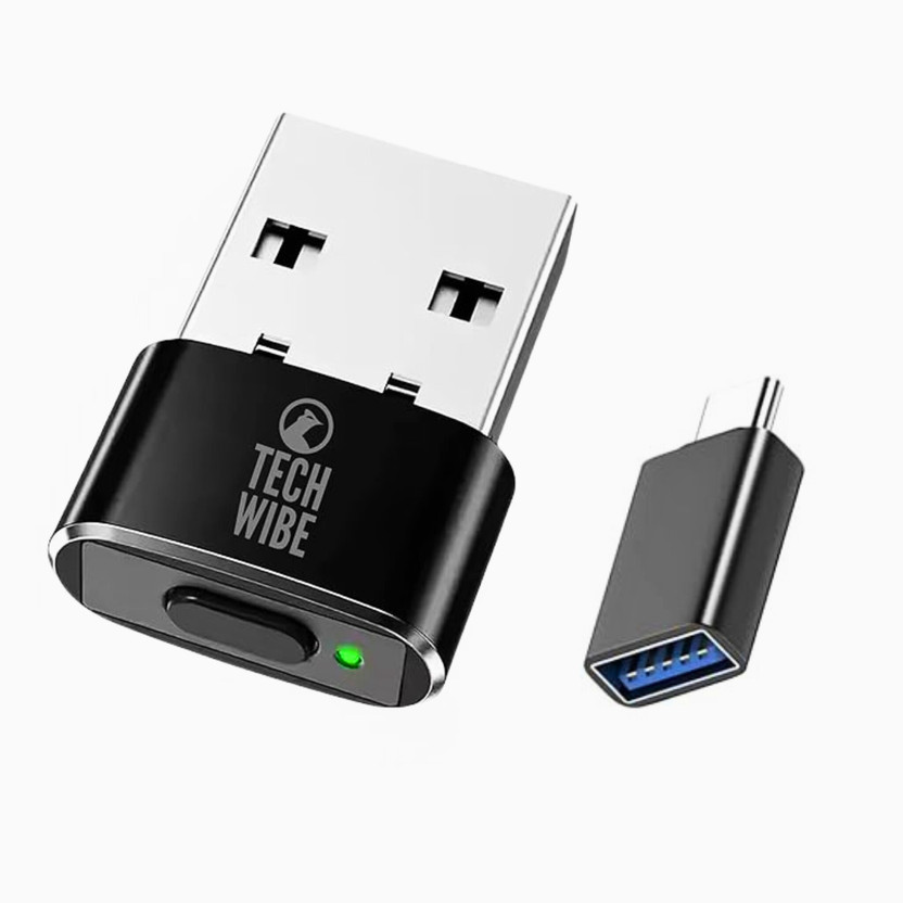 TECHWIBE Autoclicker Mouse Jiggler & Auto Clicker 2-in-1 Undetectable USB Device USB Mouse(Black)
