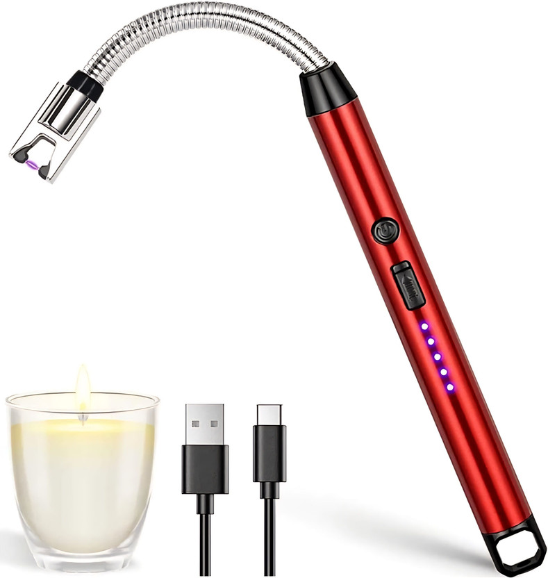 Urika Global BBQ Lighter Flexible 360° Long Neck Multipurpose Type C Rechargeable Diwali lighter, Sparklers lighter, Diwali Crackers lighter Cigarette Lighter(Red)