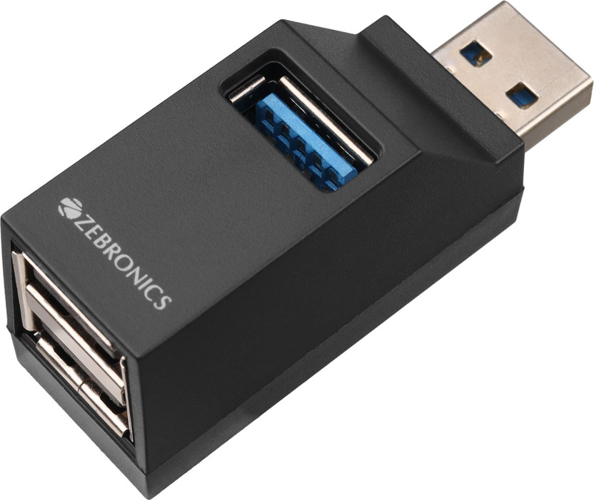 ZEBRONICS 180HB 180HB, 3 Ports, USB 3.0, Transfer Speeds upto 5 Gbps, Multi OS Compatible USB Hub(Black)