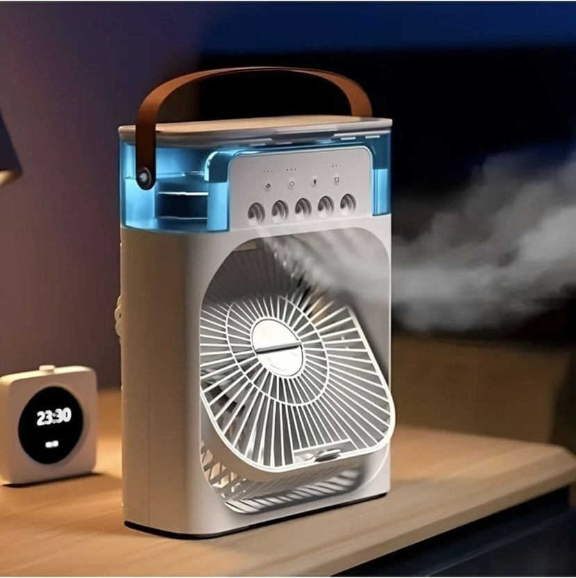 Vytonic Portable Mini Air Cooler with Mist Spray Reachargeble Fan Cooler_65 USB Air Cooler(White)