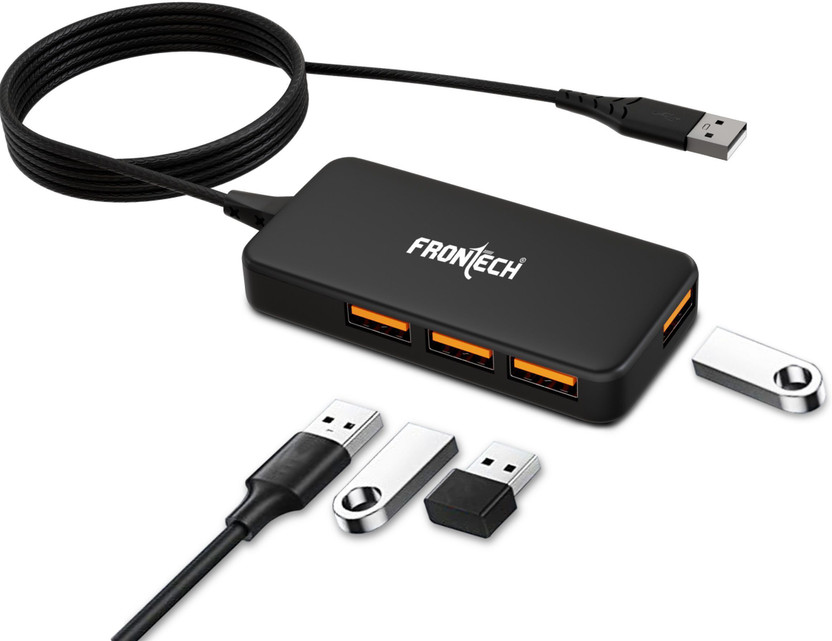 Frontech 4 in 1 USB Hub Dock, LED Indicators, 150 Cm Cable Lenth, 480 Mbps Speed (NC-0062) USB Hub(Black)