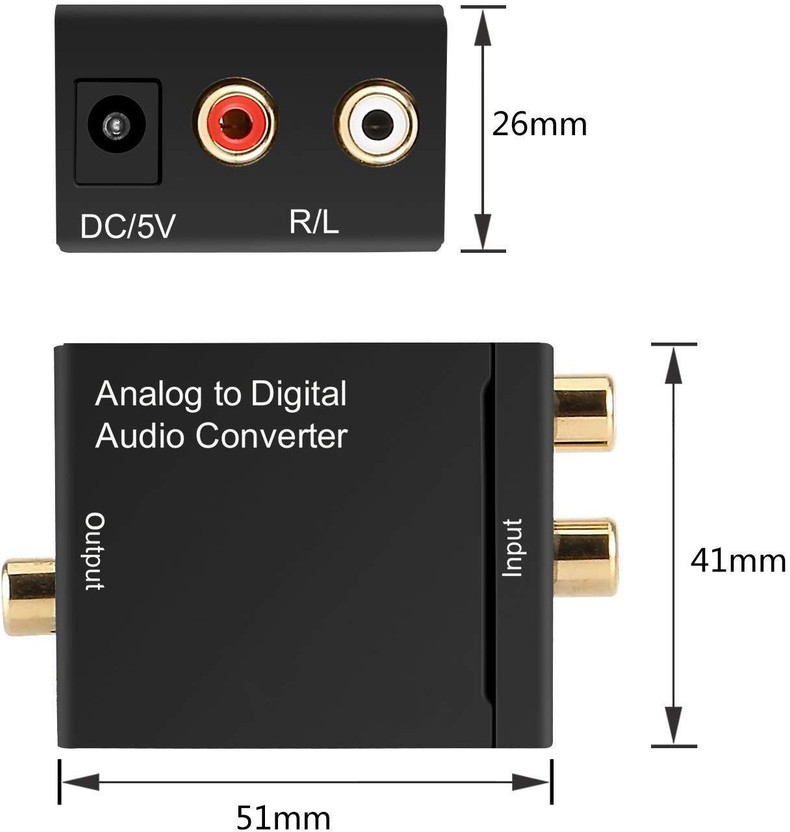RuhZa Analog to Digital Audio Converter Optical Coaxial Cables RCA Toslink Audio Sound Adapter for TV ,Xbox etc Sound Card(Black)