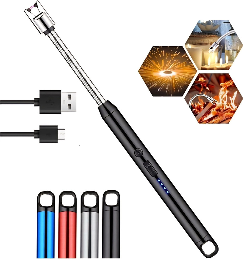 Urika Global BBQ Lighter Flexible 360° Long Neck Multipurpose Type C Rechargeable Diwali lighter, Sparklers lighter, Diwali Crackers lighter Cigarette Lighter(Black)