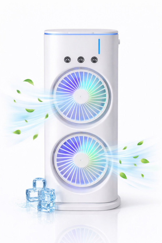 Rjshop Portable Mini Cooler, 2000mAh Rechargeable Battery with Remote Control Mini Cooler USB Air Cooler(White)