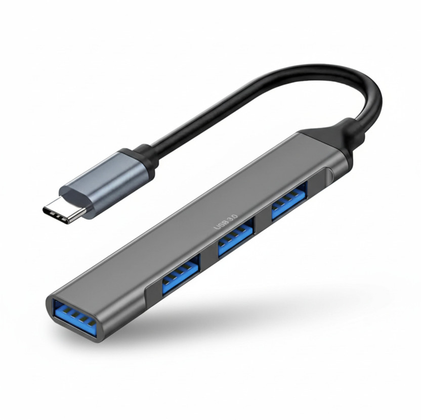 DELOX Type C & Micro USB 4 in 1 OTG Connector – Fast Data & Charging TYPE-C USB 3.0 USB Hub(Multicolor)