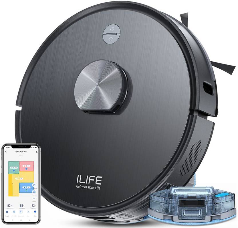 Ilife A20 Pro Lidar Robot Vacuum & Mop @6500pa Suction, 5200mah Battery, 'Y' Path Robotic Floor Cleaner 2 1 Mopping Vacuum, Reusable Dust Bag, Anti-ba