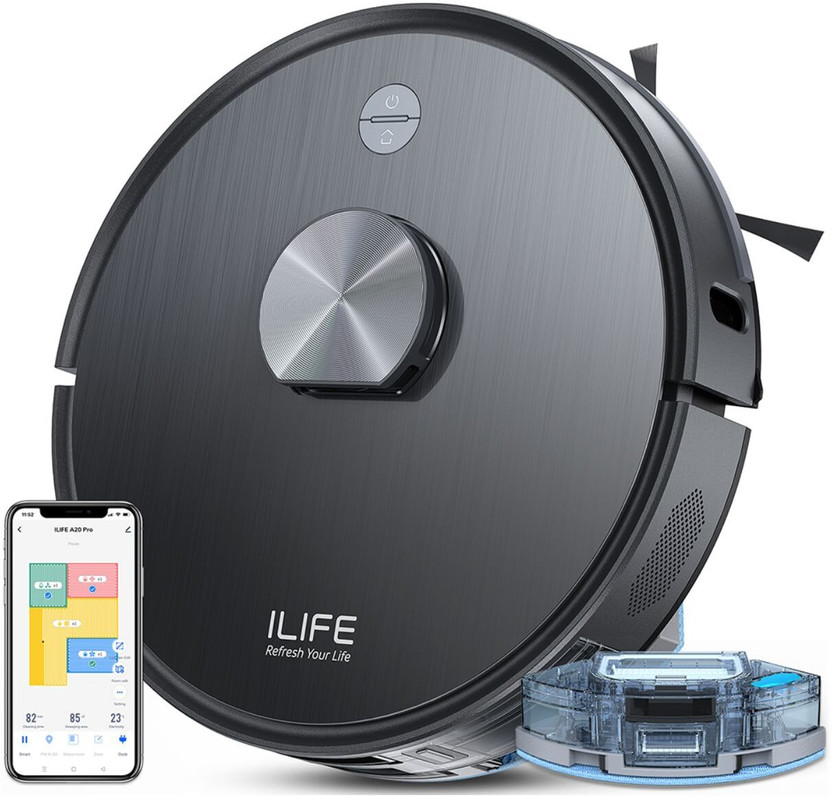 ILIFE A20 Pro LiDAR Robot Vacuum & Mop @6500Pa Suction, 5200mAh Battery, 'Y' Path Robotic Floor Cleaner with 2 in 1 Mopping and Vacuum, Reusable Dust Bag, Anti-Bacterial Cleaning (WiFi Connectivity, Google Assistant and Alexa)(Dove Gray)