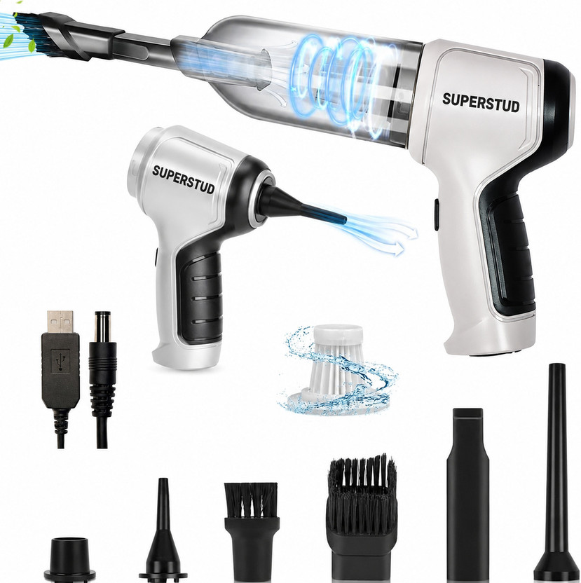 SUPERSTUD vacuum cleaner for car and home, portable Hand-held 2 in 1 Mini Vacuum Cordless Vacuum Cleaner with 2 in 1 Mopping and Vacuum, Anti-Bacterial Cleaning(Grey, Black)