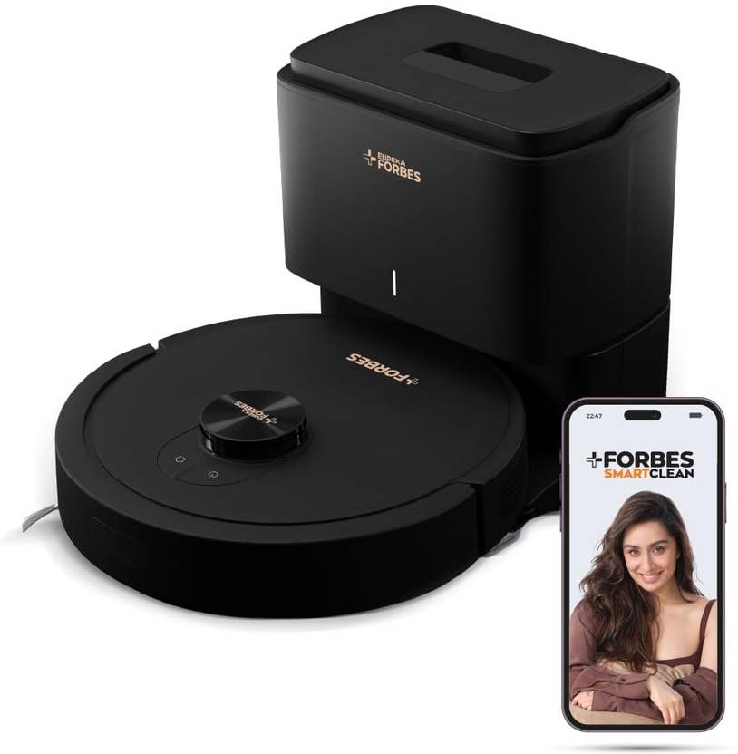 EUREKA FORBES Auto Bin Turbo Robotic Floor Cleaner SmartClean, 7000Pa HyperSuction (40 Days Hands-Free Cleaning) | LiDAR 3.0 & Quick Home Mapping | We