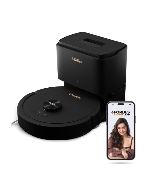 EUREKA FORBES Auto Bin Turbo Robotic Floor Cleaner SmartClean, 7000Pa HyperSuction (40 Days Hands-Free Cleaning) | LiDAR 3.0 & Quick Home Mapping | Wet Mopping | 3-Hour Run Time | Smart App Control (WiFi Connectivity, Google Assistant and Alexa)(Black)
